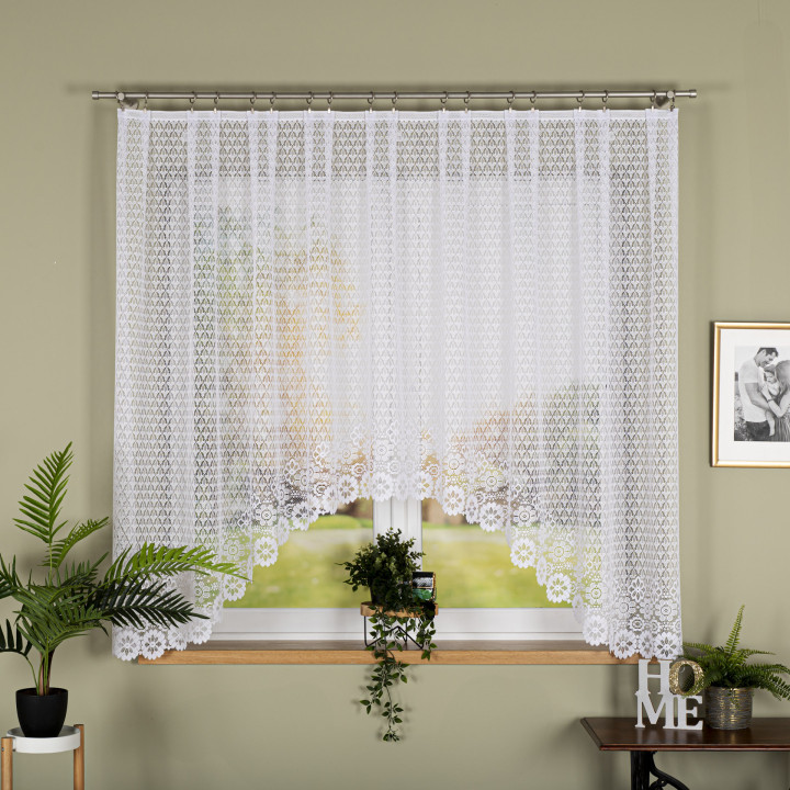 Firanka gotowa żakardowa z podcięciem FAUSTYNA 300x160 cm biały