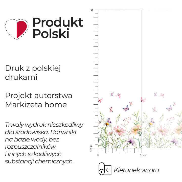 Firanka gotowa żakardowa ŁĄKA Z MOTYLAMI 250x160 cm wielokolorowy