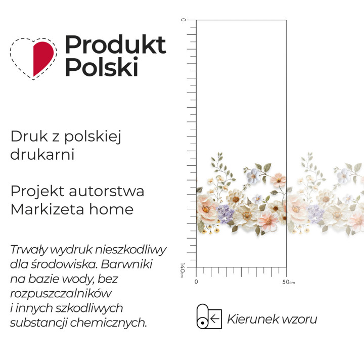 Firanka gotowa żakardowa KWIATY Z EFEKTEM WYSZYWANIA 240x140 cm biały