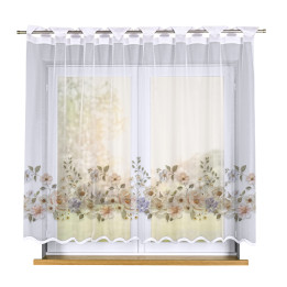 Firanka gotowa żakardowa KWIATY Z EFEKTEM WYSZYWANIA 250x160 cm biały
