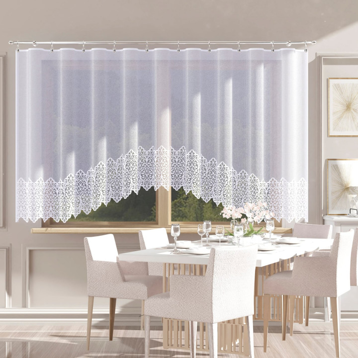 Firanka gotowa żakardowa z podcięciem KRYSTYNA 400x160 cm biały