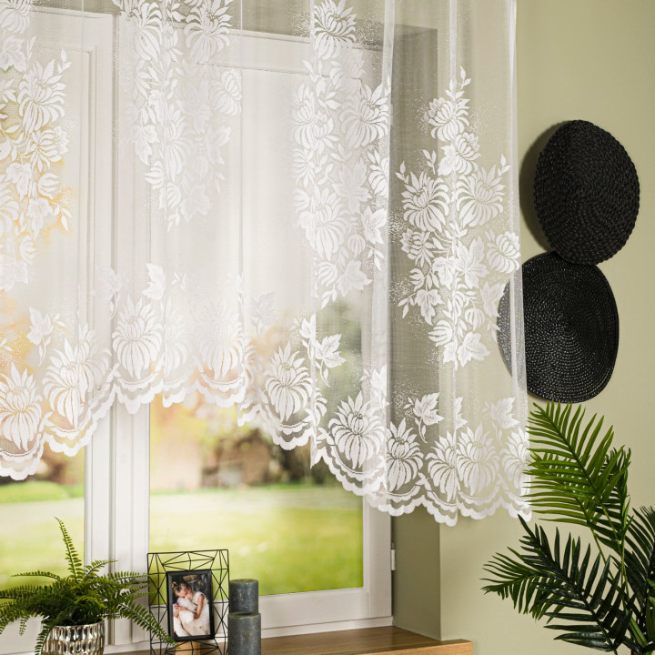 Firanka gotowa żakardowa z podcięciem ALEKSANDRA 300x130 cm biały