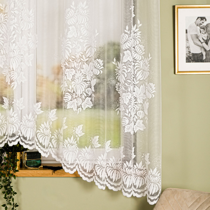 Firanka gotowa żakardowa z podcięciem ALEKSANDRA 300x180 cm biały