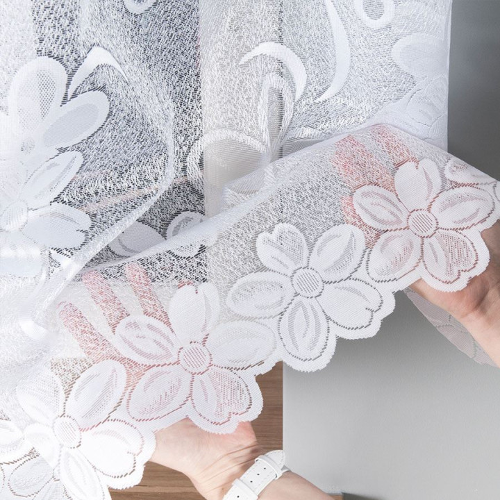 Firanka gotowa żakardowa z podcięciem RENATA 350x110 cm biały