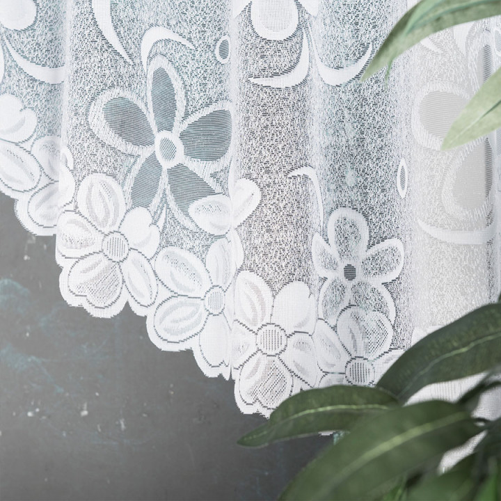 Firanka gotowa żakardowa z podcięciem RENATA 350x110 cm biały