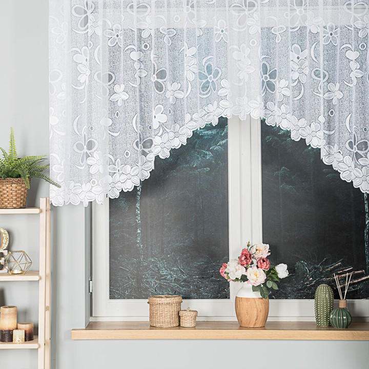 Firanka gotowa żakardowa z podcięciem RENATA 350x110 cm biały