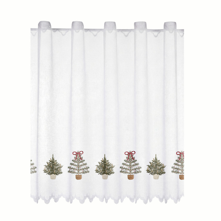 Zazdrostka z żakardu SZYSZKOWY LAS Z EFEKTEM WYSZYWANIA 150x70 cm beżowy