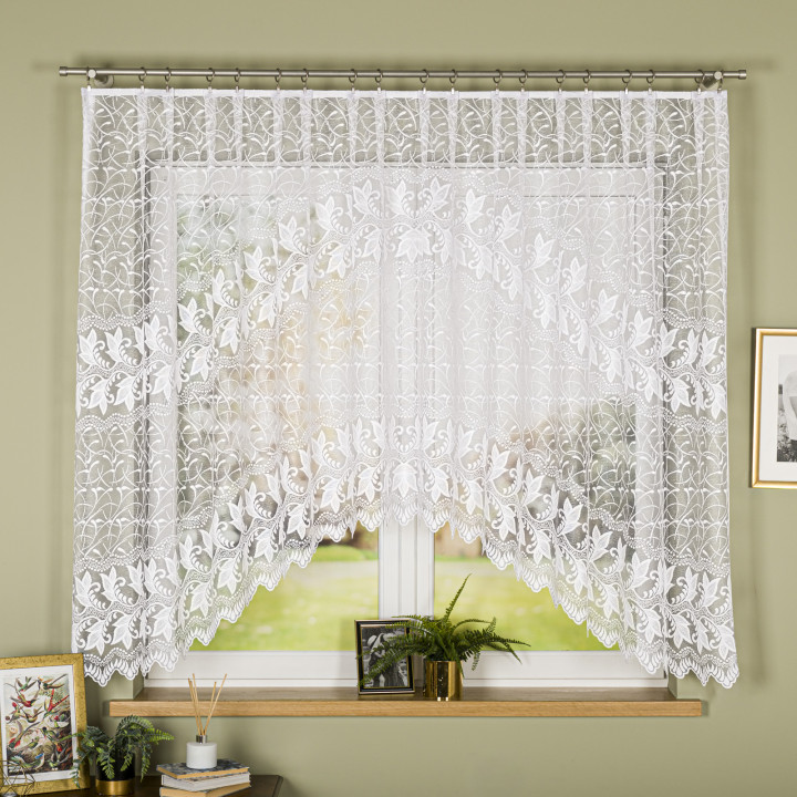 Firanka gotowa żakardowa z podcięciem TEOFILA 400x160 cm biały