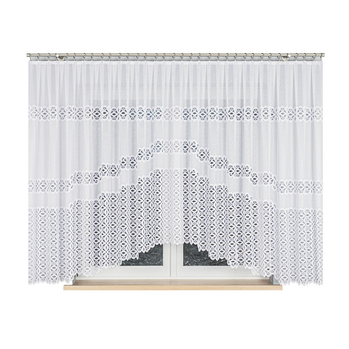 Firanka gotowa żakardowa z podcięciem ADRIANNA 450x160 cm biały