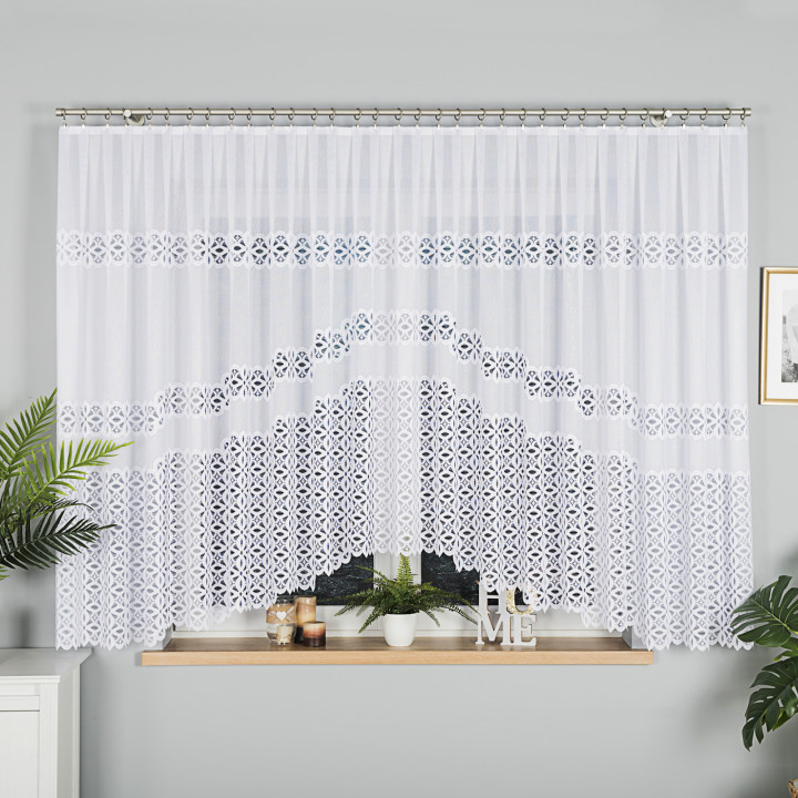 Firanka gotowa żakardowa z podcięciem ADRIANNA 450x160 cm biały