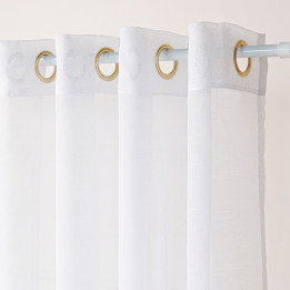 Firanka gotowa na przelotkach z etaminy MARIETTA 140x250 cm offwhite ze złotym-szampańskim