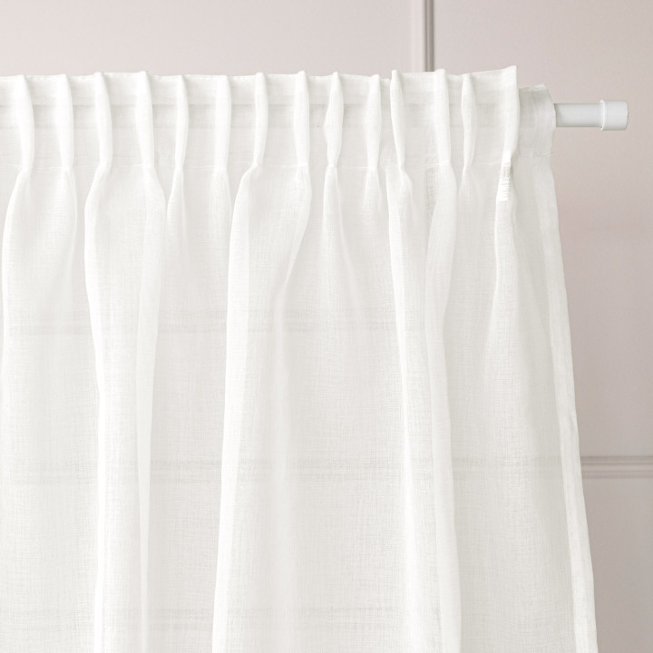 Firanka gotowa na taśmie z etaminy MARIETTA 140x250 cm offwhite ze złotym-szampańskim