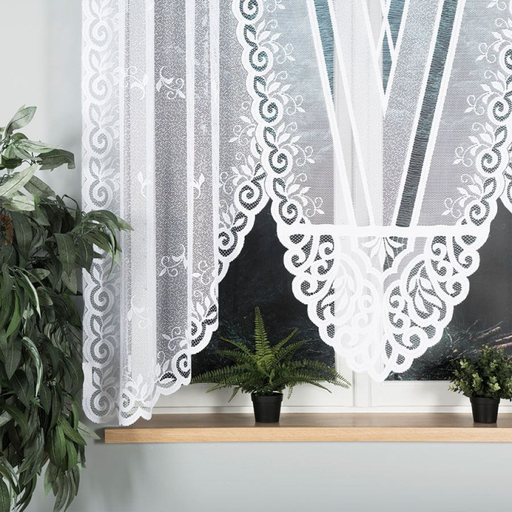 Firanka gotowa żakardowa z podcięciem ROZALIA 250x160 cm biały