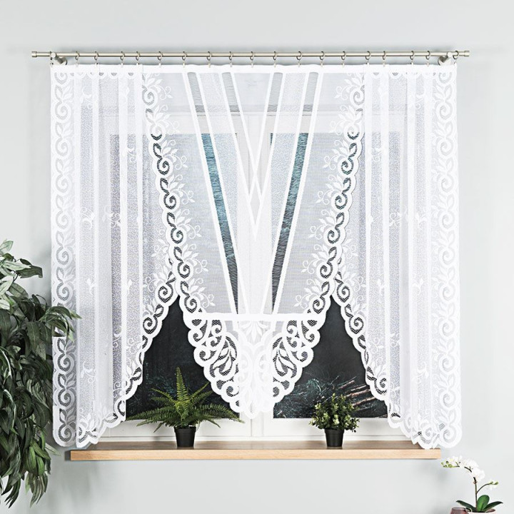 Firanka gotowa żakardowa z podcięciem ROZALIA 250x160 cm biały