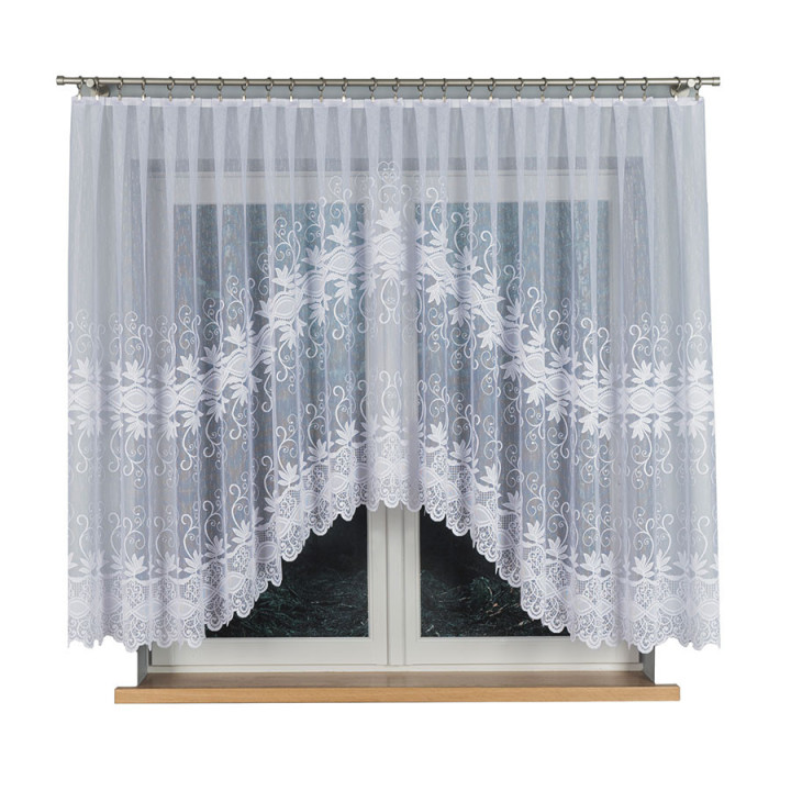 Firanka gotowa żakardowa z podcięciem JOWITA 400x150 cm biały