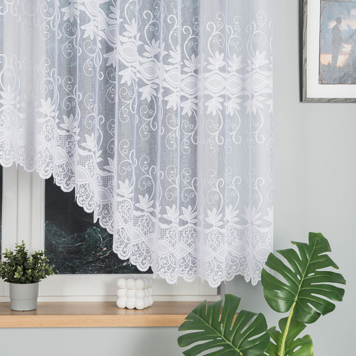 Firanka gotowa żakardowa z podcięciem JOWITA 400x150 cm biały