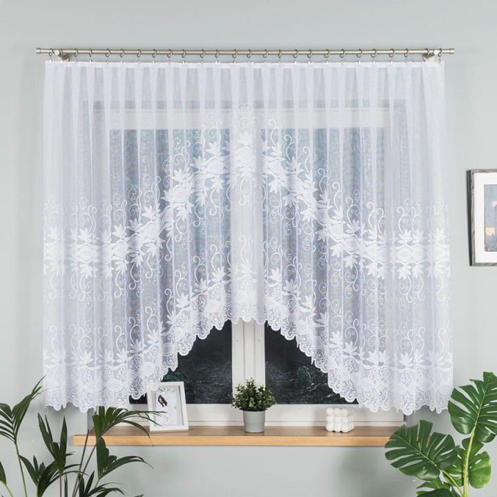 Firanka gotowa żakardowa z podcięciem JOWITA 400x150 cm biały