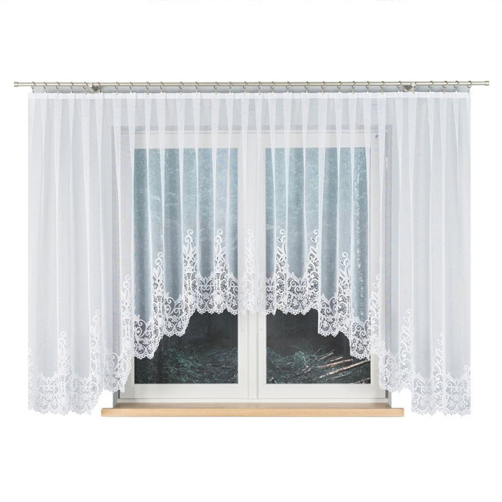 Firanka gotowa żakardowa z podcięciem BERENIKA 530x160 cm biały