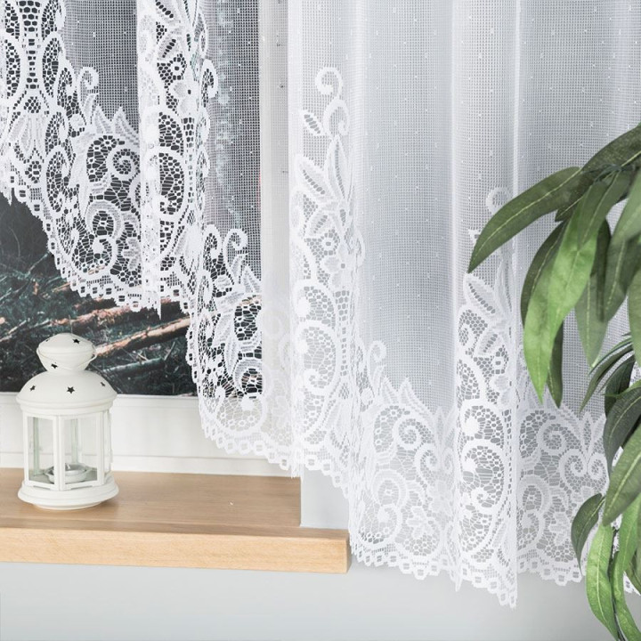 Firanka gotowa żakardowa z podcięciem BERENIKA 530x160 cm biały