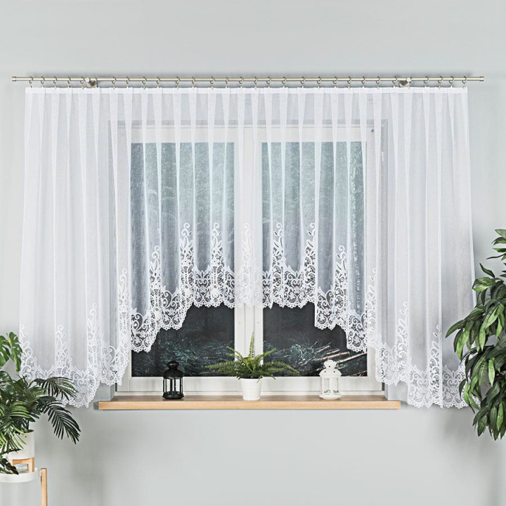 Firanka gotowa żakardowa z podcięciem BERENIKA 530x160 cm biały