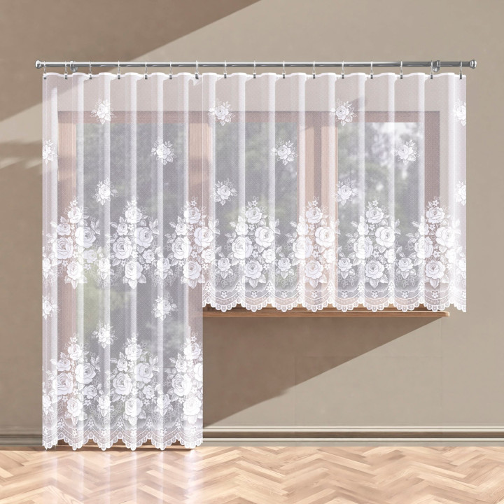 RADOSŁAWA Firanka żakardowa gotowa, szerokość 300 x wysokość 250cm, kolor 001 biały
