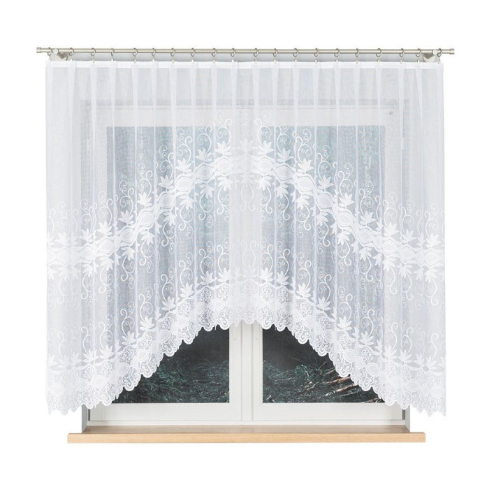 Firanka gotowa żakardowa z podcięciem JOWITA 300x150 cm biały