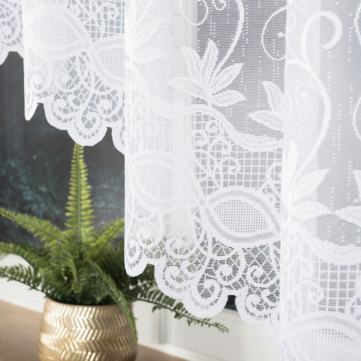 Firanka gotowa żakardowa z podcięciem JOWITA 300x150 cm biały