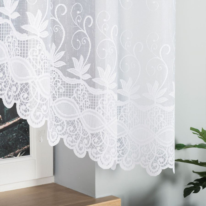 Firanka gotowa żakardowa z podcięciem JOWITA 300x150 cm biały