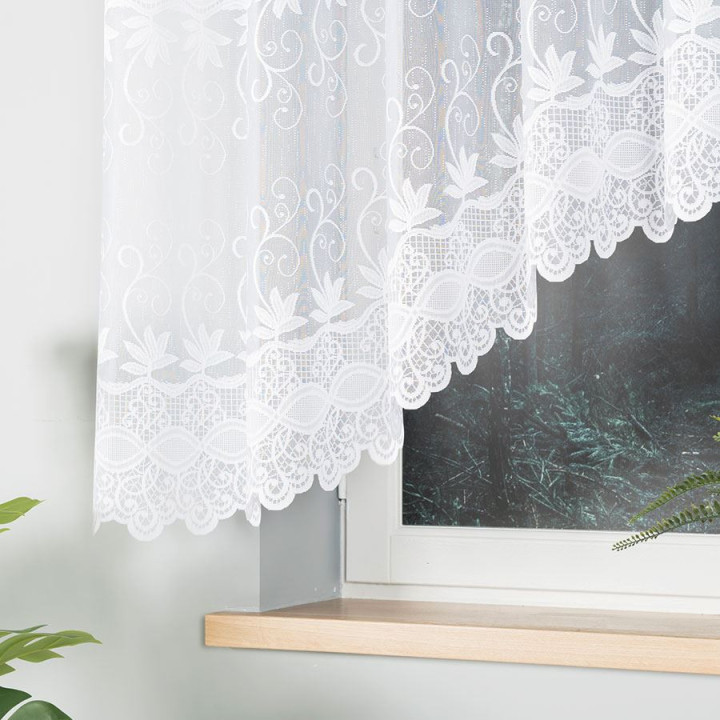 Firanka gotowa żakardowa z podcięciem JOWITA 300x150 cm biały