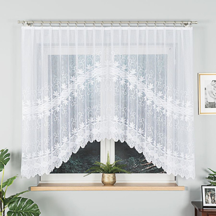 Firanka gotowa żakardowa z podcięciem JOWITA 300x150 cm biały