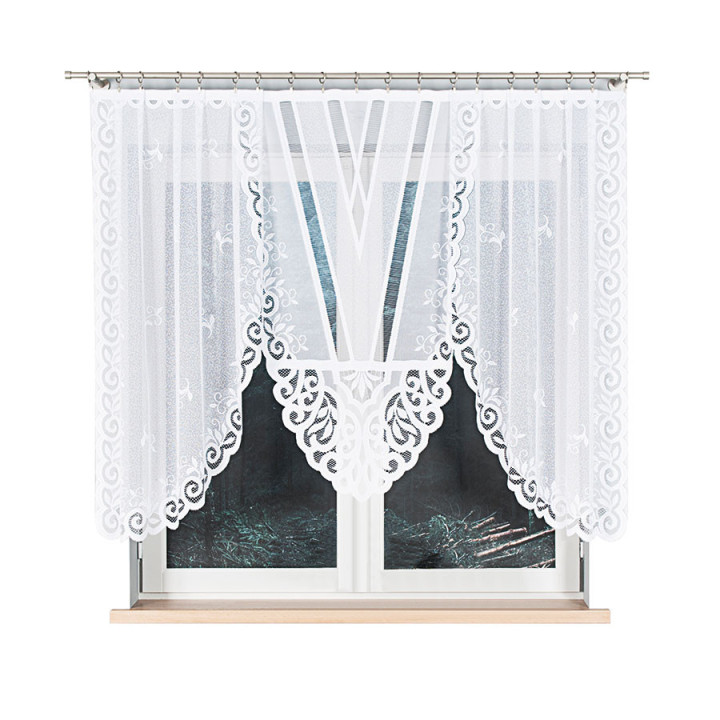 Firanka gotowa żakardowa z podcięciem ROZALIA 250x140 cm biały