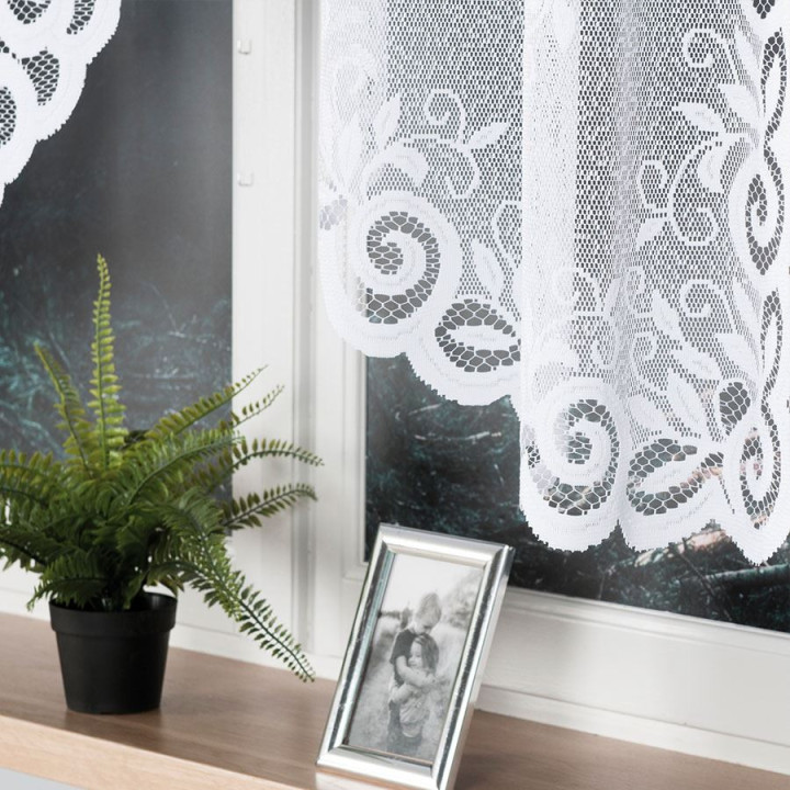 Firanka gotowa żakardowa z podcięciem ROZALIA 250x140 cm biały