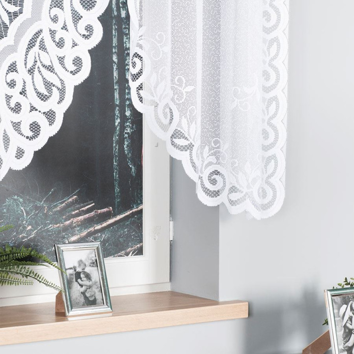 Firanka gotowa żakardowa z podcięciem ROZALIA 250x140 cm biały