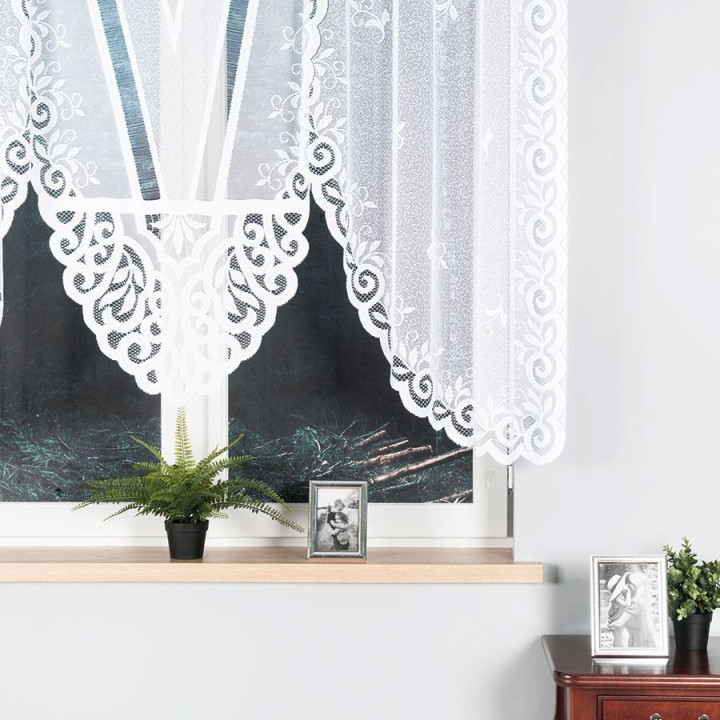 Firanka gotowa żakardowa z podcięciem ROZALIA 250x140 cm biały