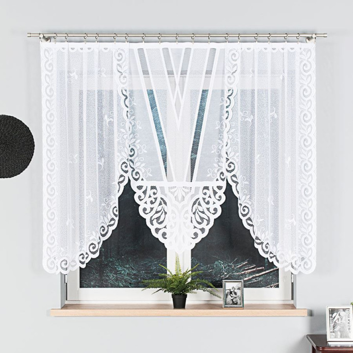 Firanka gotowa żakardowa z podcięciem ROZALIA 250x140 cm biały