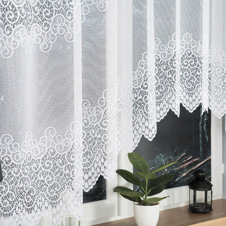 Firanka gotowa żakardowa z podcięciem VIOLETTA 250x150 cm biały