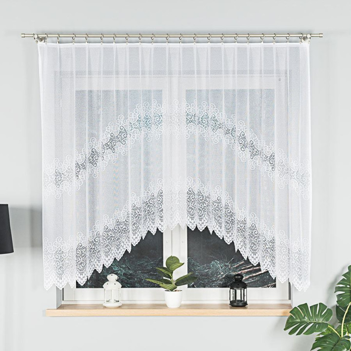 Firanka gotowa żakardowa z podcięciem VIOLETTA 250x150 cm biały