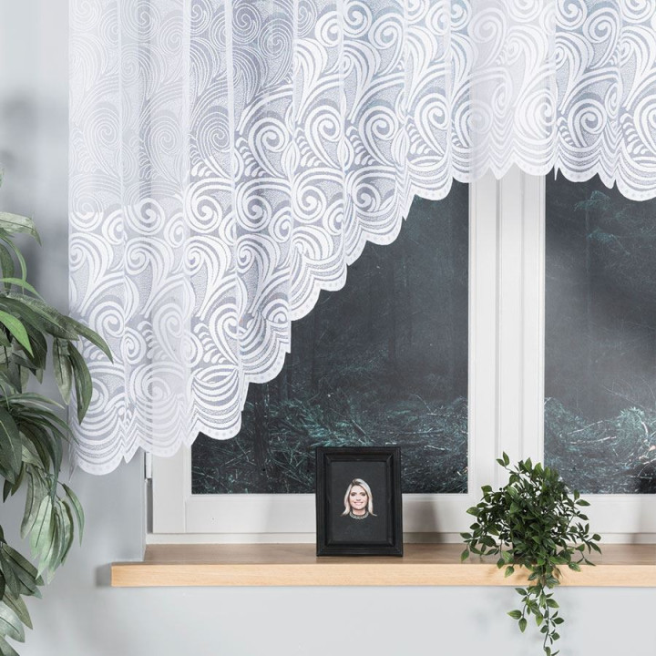 Firanka gotowa żakardowa z podcięciem KINGA 300x140 cm biały
