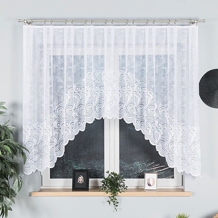 Firanka gotowa żakardowa z podcięciem KINGA 300x140 cm biały