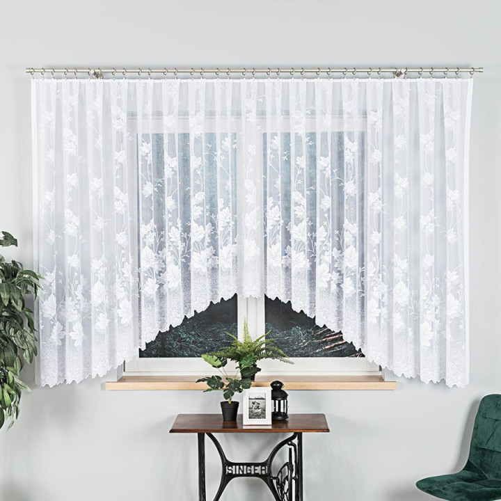 Firanka gotowa żakardowa z podcięciem BOŻENA 500x160 cm biały