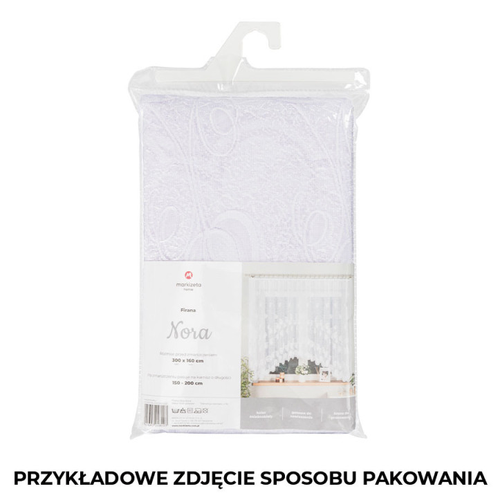 Firanka gotowa żakardowa z podcięciem NORA 400x90 cm biały
