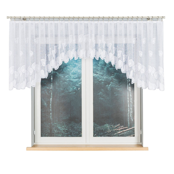 Firanka gotowa żakardowa z podcięciem NORA 400x90 cm biały