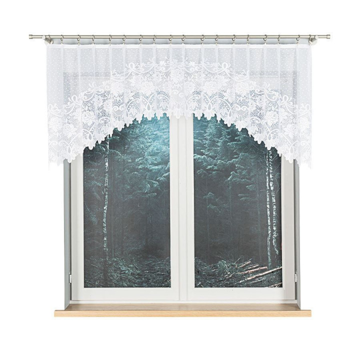 Firanka gotowa żakardowa z podcięciem DEMETRIA 250x80 cm biały