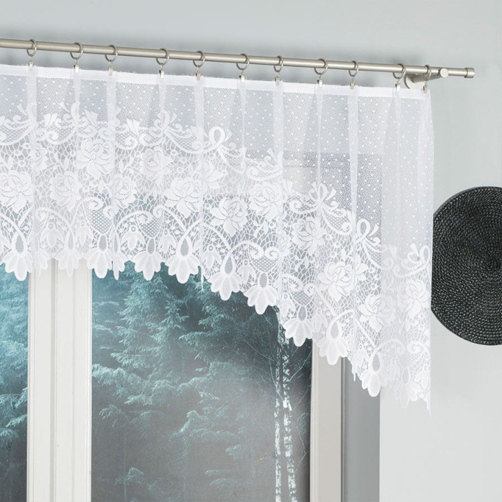 Firanka gotowa żakardowa z podcięciem DEMETRIA 250x80 cm biały