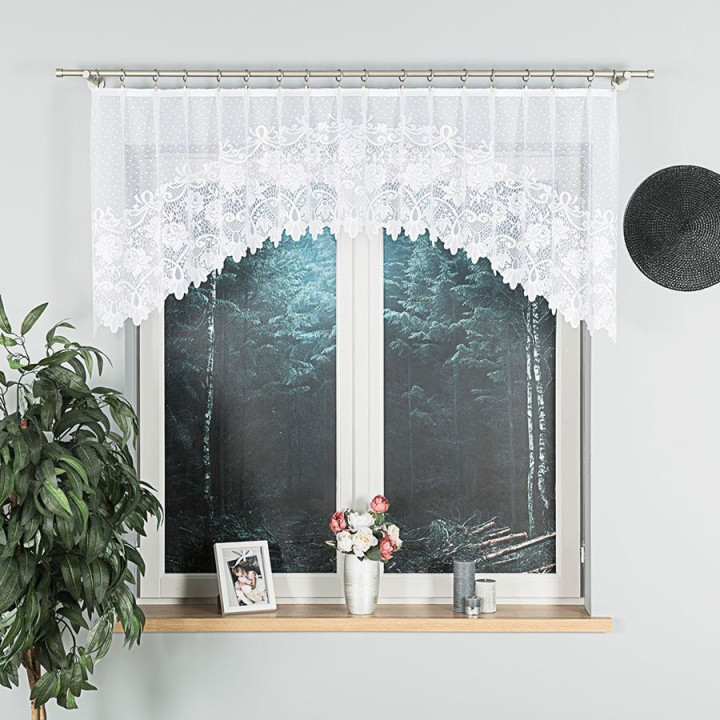 Firanka gotowa żakardowa z podcięciem DEMETRIA 250x80 cm biały