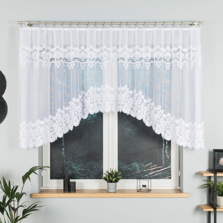 Firanka gotowa żakardowa z podcięciem DARIA 300x120 cm biały