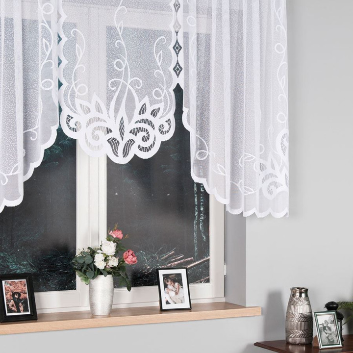 Firanka gotowa żakardowa z podcięciem EWELINA 300x120 cm biały