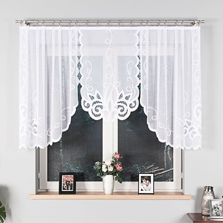 Firanka gotowa żakardowa z podcięciem EWELINA 300x120 cm biały