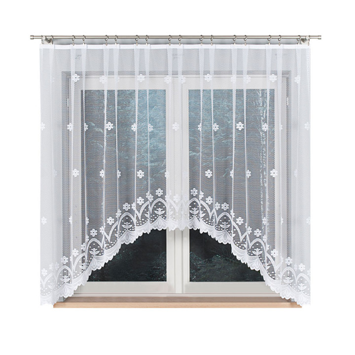 Firanka gotowa żakardowa z podcięciem FLORENTYNA 330x160 cm biały