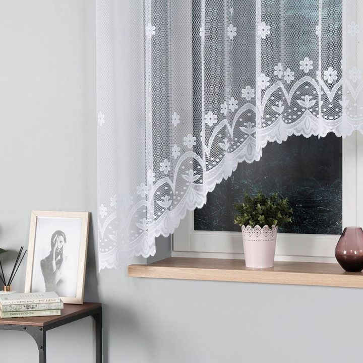 Firanka gotowa żakardowa z podcięciem FLORENTYNA 330x160 cm biały